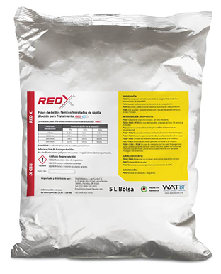 Envase de RED-X, granulado de óxidos férricos hexahidratados