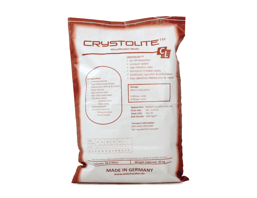 Granulado cristalino rojizo de Crystolite para microfiltración hasta 0,5 micras