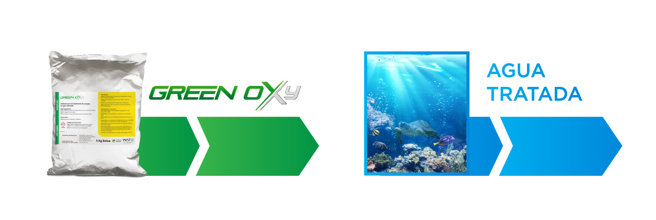 Cuerpo de agua oxigenado después del tratamiento con Green Oxy
