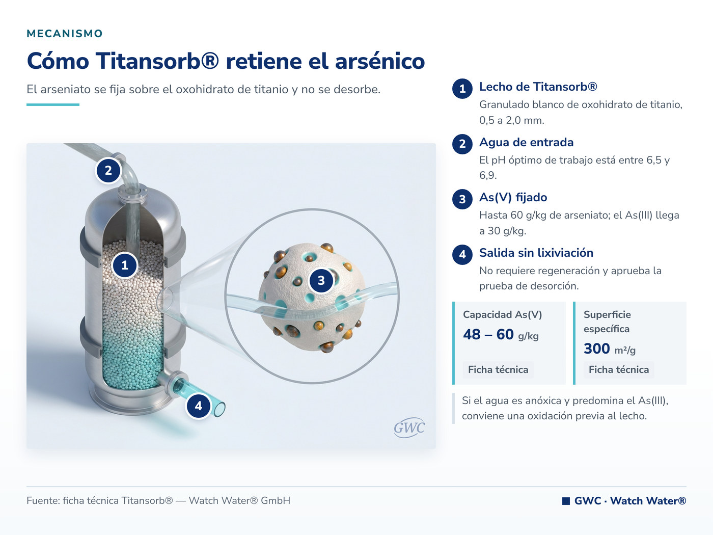 Arsénico en el agua: adsorción de As(V) y As(III) sobre el oxohidrato de titanio